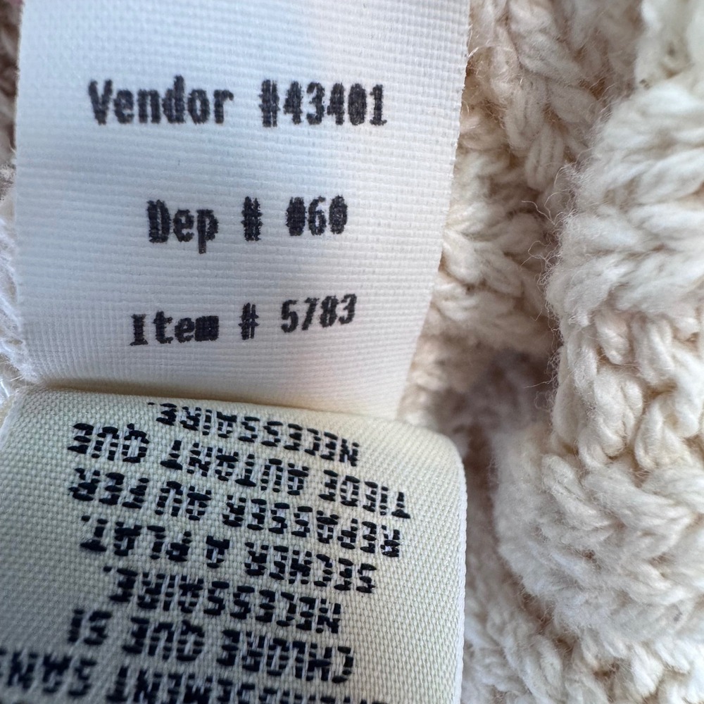 VTG Eddie Bauer Cable Knit Cardigan Vest Women L Cream Fisherman Preppy Coastal - Picture 13 of 15